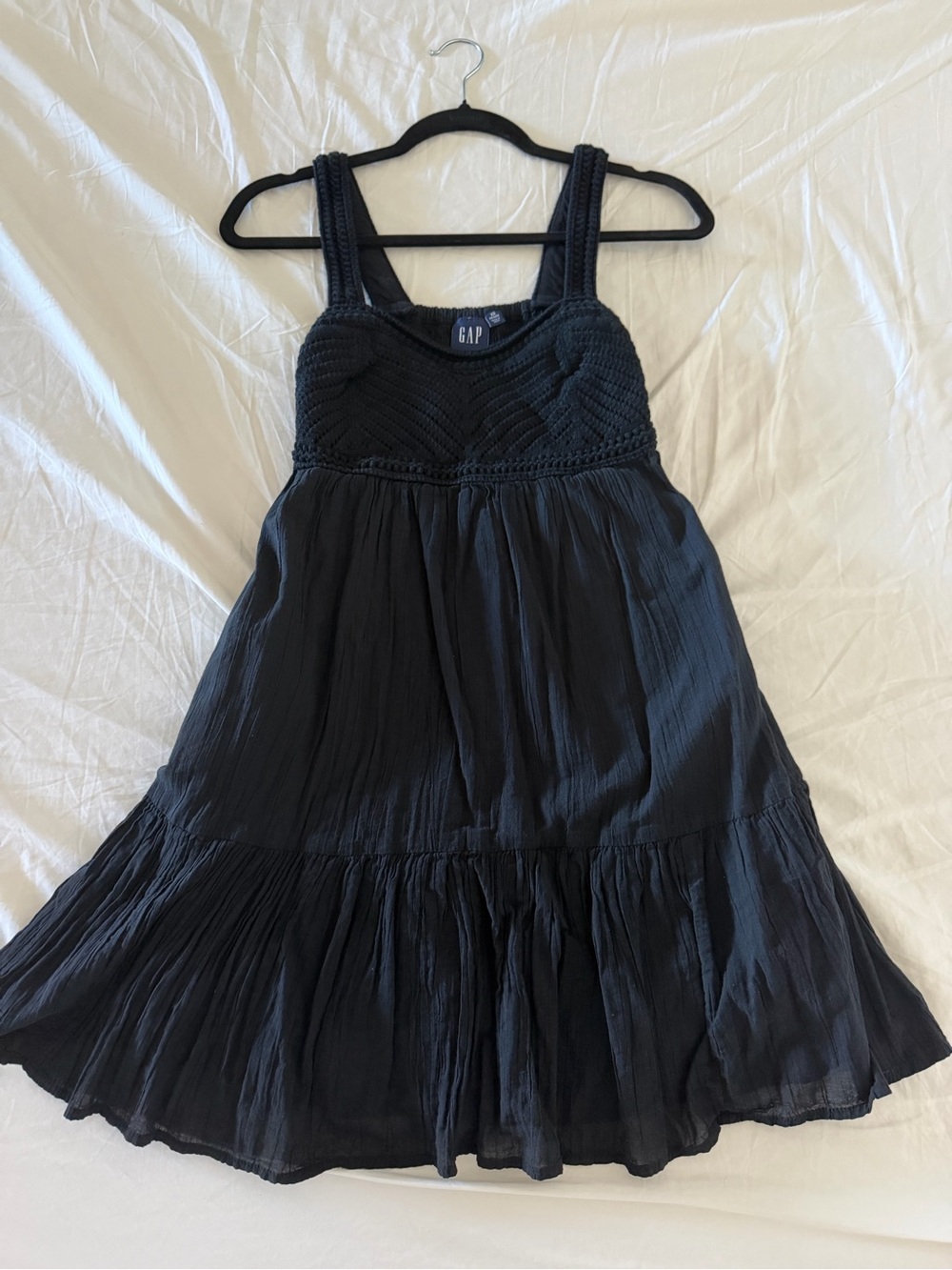 GAP Black Crochet Bust Tiered Sundress